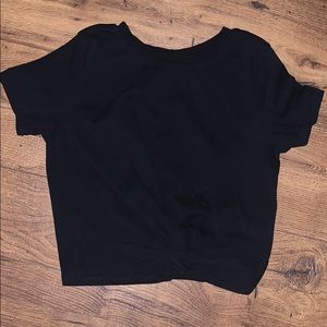 Black Twist/Tie front Cropped Shirt